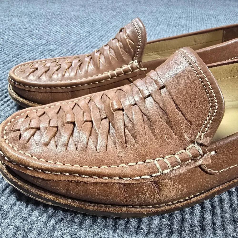 Tommy Bahama Shoes Mens 8D Brown Woven Leather Fynn Slipon‎ Loafer Boat Casual